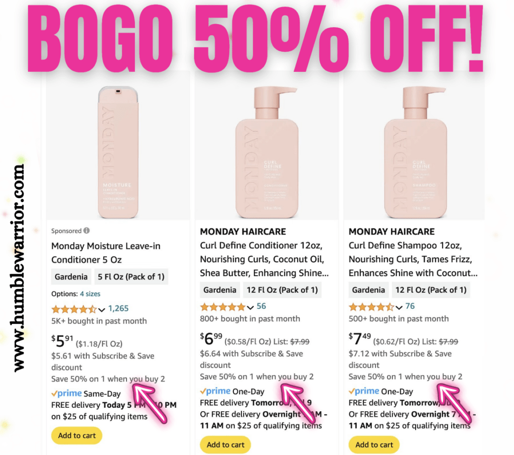BOGO on the MONDAY HAIRCARE Curl Define Line!
